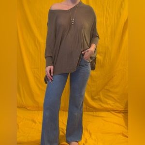 Green Linen Blend Oversized top